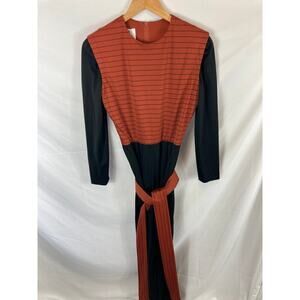 Alfred Shaheen Orange Black Color Block Jumpsuit Size 10